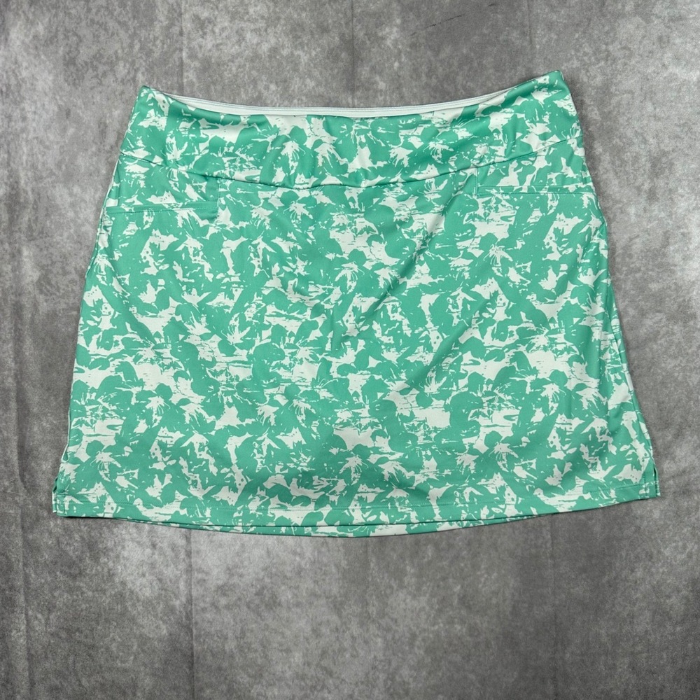 Adidas Primegreen Golf Skort Womens L Green White Floral Athletic Skirt Print